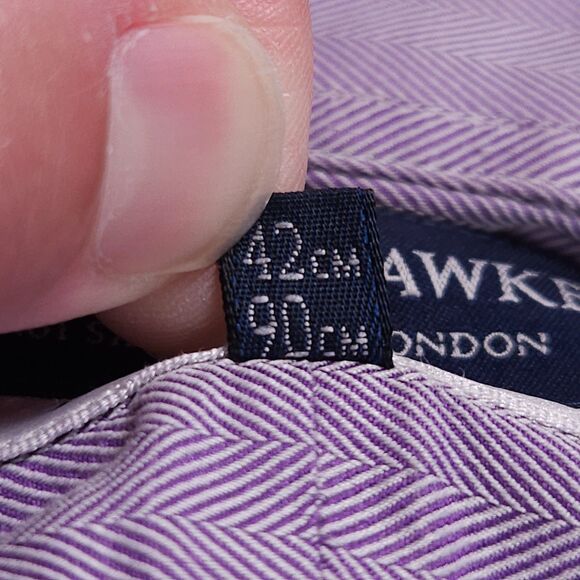 Gieves & Hawkes Dress Shirt 16.5-35.5 Purple Herringbone French Cuff Button Down - Picture 4 of 10